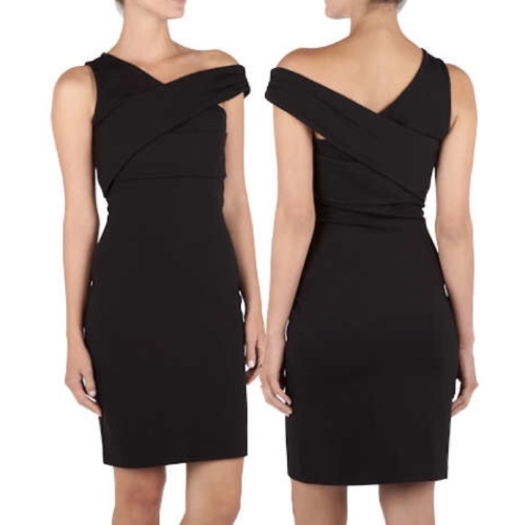 Halston Heritage Dresses & Skirts - Halston Heritage black bodycon asymmetrical dress Halston Heritage Dresses & Skirts - Halston Heritage black bodycon asymmetrical dress